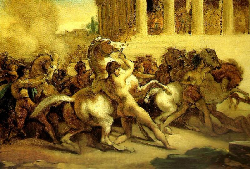 Theodore   Gericault la course de chevaux libres Spain oil painting art